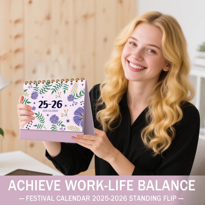 Bomichi Aesthetic Desk Calendar 2025-2026, Beautiful Small 25-26 Flip Desktop Calendar for Planning and Organizing In Your Home, School or Office, Runs from October 2025 until December 2026 - Image 2